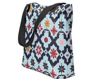 Spacious Stylish Fabric Tote Bag Inspired by Traditional European Motifs