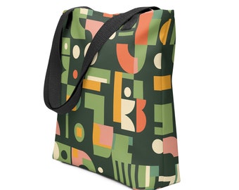 Spacious Stylish Fabric Tote Bag Inspired by Traditional European Motifs