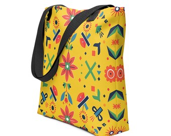 Spacious Stylish Fabric Tote Bag Inspired by Traditional European Motifs