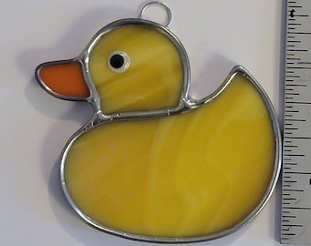Yellow Rubber Duck Stained Glass Suncatcher