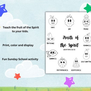 Fruits of the Spirit Coloring Page Printable for Sunday School