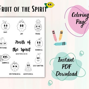 Fruits of the Spirit Coloring Page Printable for Sunday School