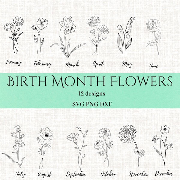Birth Flower Svg - Etsy