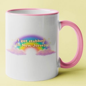 I Got Stabbed In New Jersey Accent Coffee Mug, 11oz - Funny Quote Saying  House Warming Weird Meme White Elephant Christmas Gift