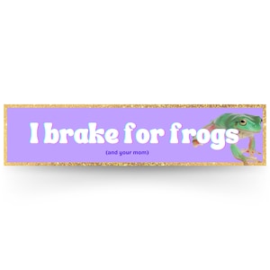 I Brake For Frogs (and your mom) - Funny Meme Vinyl Bumper Sticker    Gift