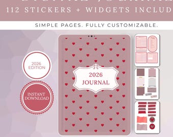 2026 Digital Journal with Stickers | Simple Feminine Daily Journal