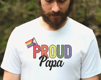 Camiseta de papá orgulloso, camiseta de padre orgulloso, camiseta de abuelo orgulloso, bandera del orgullo de la igualdad, camiseta de la bandera arcoíris, camiseta del mes del orgullo, orgullo todo el año