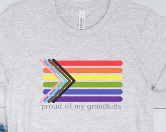 Progress Pride Flag Shirt, Proud Grandparent Tee, Rainbow Flag TShirt, Pride Month Tee, Pride T-Shirt, Proud Grandpa Shirt, Proud Grandma