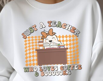 Halloween Teacher Sweaters, Teacher Ghost Shirt, Teacher Halloween Coffee Gift, Teacher Halloween Sweatshirt, Halloween Teacher Sweatshirt