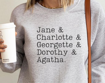British Authors Sweater, Jane Austen Sweatshirt, Book Lover Gift, Charlotte Bronte, Librarian Top, English Teacher Gift, Booktrovert Shirt