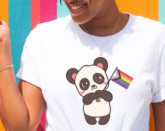 Pride Panda Shirt, Cute Funny Pride T-Shirt, Progress Flag Shirt, Animal Pride Tee, Panda Lover Gift, LGBT Unisex Gift, Ally Pride Month