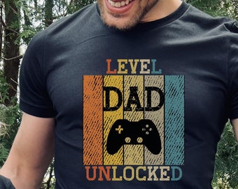 Camiseta para papá primerizo, regalo de la esposa para papá primerizo, camiseta para papá gamer, regalo para el primer Día del Padre, anuncio de embarazo, regalo para él, ¡Sube de nivel para ser papá!