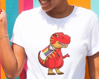 Pride T-Rex Shirt, Cute Funny Pride T-Shirt, Progress Flag Shirt, Animal Pride Tee, Dino Lover Gift, LGBT Unisex Gift Top, Ally Pride Month
