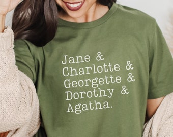 Female British Authors T-Shirt, Jane Austen Shirt, Classic Book Lover Gift, Charlotte Bronte, Librarian TShirt, Booktrovert T-Shirt