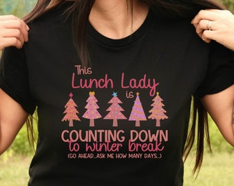 Camiseta navideña de la cocinera, camiseta del equipo de la cafetería para las vacaciones de invierno, camiseta de la cafetería con cuenta atrás para las fiestas, camiseta divertida del equipo de la cafetería