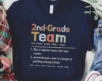 Second Grade Teaching Team Shirt, Matching Teacher TShirts, 2nd Grade Squad T-Shirt, Second Grade Crew, Cute Back to School Grade Level Tee