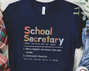 Camiseta de secretaria escolar para la vuelta al cole, camiseta divertida de secretaria de primaria, camiseta para personal de oficina de secundaria y bachillerato