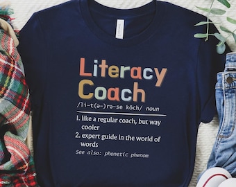 Camiseta de entrenador de alfabetización para la vuelta al cole, camiseta de auxiliar de lectura escolar, camisetas a juego para profesores de lectura con la definición de MTSS.