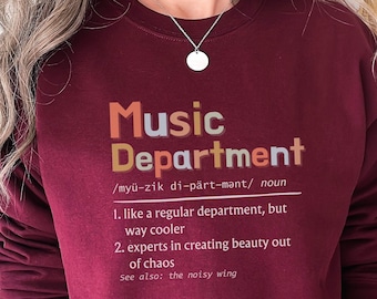 Matching Music Department Sweater, High School Music Teacher Team Back to School Sweatshirt, Middle School Band Orchestra Choir Director