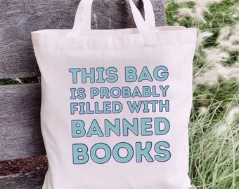 Banned Books Library Tote Bag, Funny Banned Books Gift for Book Lovers, Bookish Canvas Tote Bag, Read Banned Books