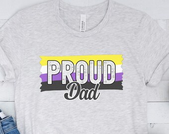 Proud Dad Nonbinary Shirt, Enby Flag Shirt, Pride TShirt, Proud Father T-Shirt, Family Ally, Pride Month Shirt, They Them Tee