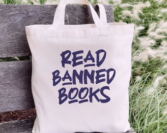 Bolso de mano de la biblioteca de libros prohibidos, bolso de mano minimalista para leer libros prohibidos, regalo sencillo de estilo grunge para amantes de los libros, bolso de mano de lona con temática literaria