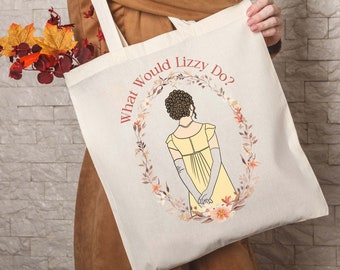 Jane Austen Gift Tote Bag for Readers, Jane Austen Pride and Prejudice Canvas Bag, Library Bag, Literary Tote Bag, Book Lover Gift Ideas