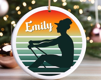 Adorno navideño personalizado de remo para mujeres y niñas, adorno navideño personalizado para remeros, ideas de regalo para remeros, regalo para equipos de remo