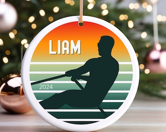 Personalized Rowing Christmas Ornament for Men and Boys, Custom Christmas Tree Ornament for Rowers, Rowing Gift Ideas, Rowing Crew Present
