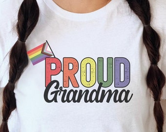 Proud Grandma Shirt, Proud Grandparent Tee, Equality Pride Flag Shirt, Rainbow Flag TShirt, Pride Month Tee, Pride T-Shirt, Grandkid Pride