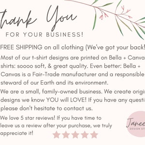 Peut inclure: Merci pour votre commande ! Livraison gratuite sur tous les v&ecirc;tements. La plupart de nos designs de t-shirts sont imprim&eacute;s sur des t-shirts Bella + Canvas, qui sont fabriqu&eacute;s de mani&egrave;re &eacute;quitable et respectueuse de l'environnement. Nous sommes une petite entreprise familiale qui cr&eacute;e des designs originaux. Nous aimons les avis 5 &eacute;toiles ! Janeece Design Studio.