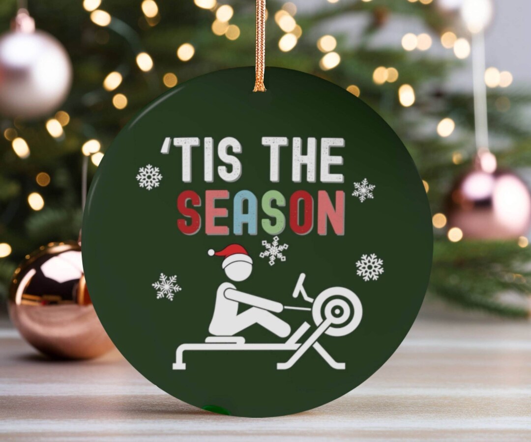 Rowing Christmas Ornament, Funny Erging Christmas Tree Ornament for