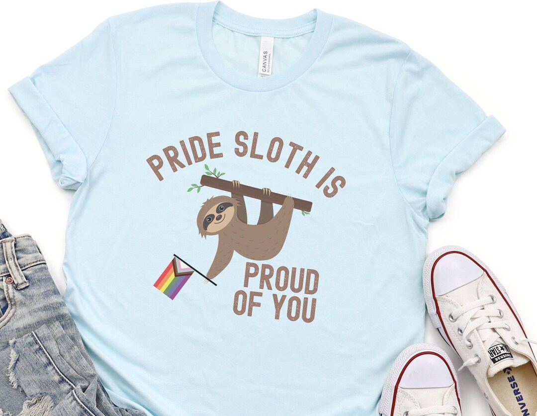 Pride Rabbit Merch Pride Sloth Shirt, Cute Funny Pride T-shirt, Equality Flag Shirt ...