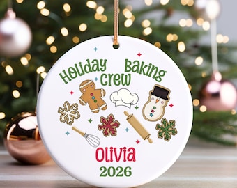 Personalized Holiday Baking Crew Commemorative Ornament for Friends and Family Christmas Cookie Baking