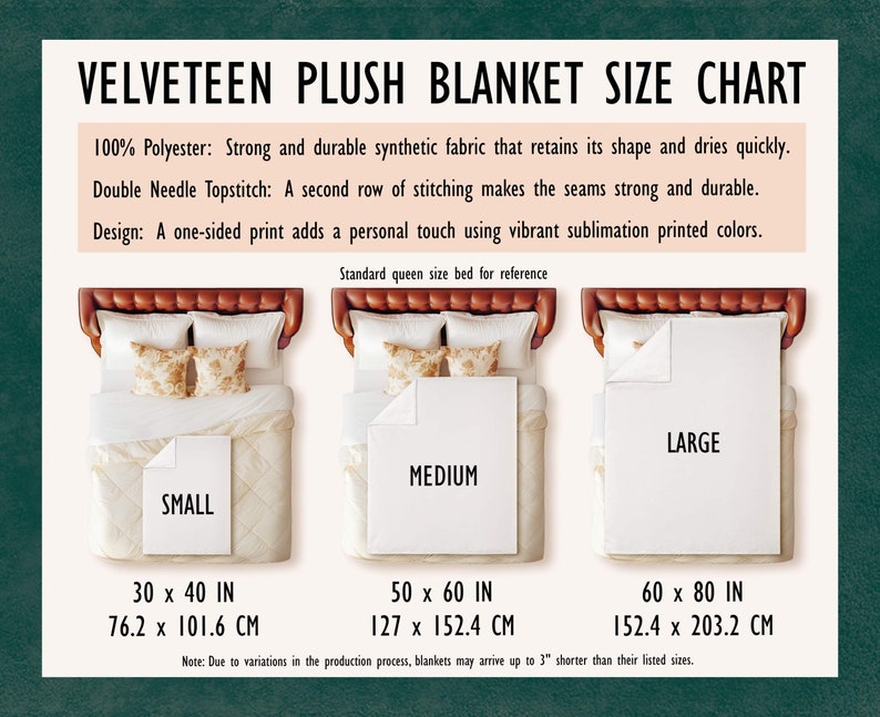 A visual size guide for the three blanket sizes available.
