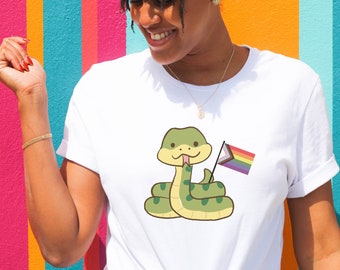 Pride Snake Shirt, Cute Funny Pride T-Shirt, Progress Flag Shirt, Animal Pride Tee, Snake Lover Gift, LGBT Unisex Gift, Ally Pride Month