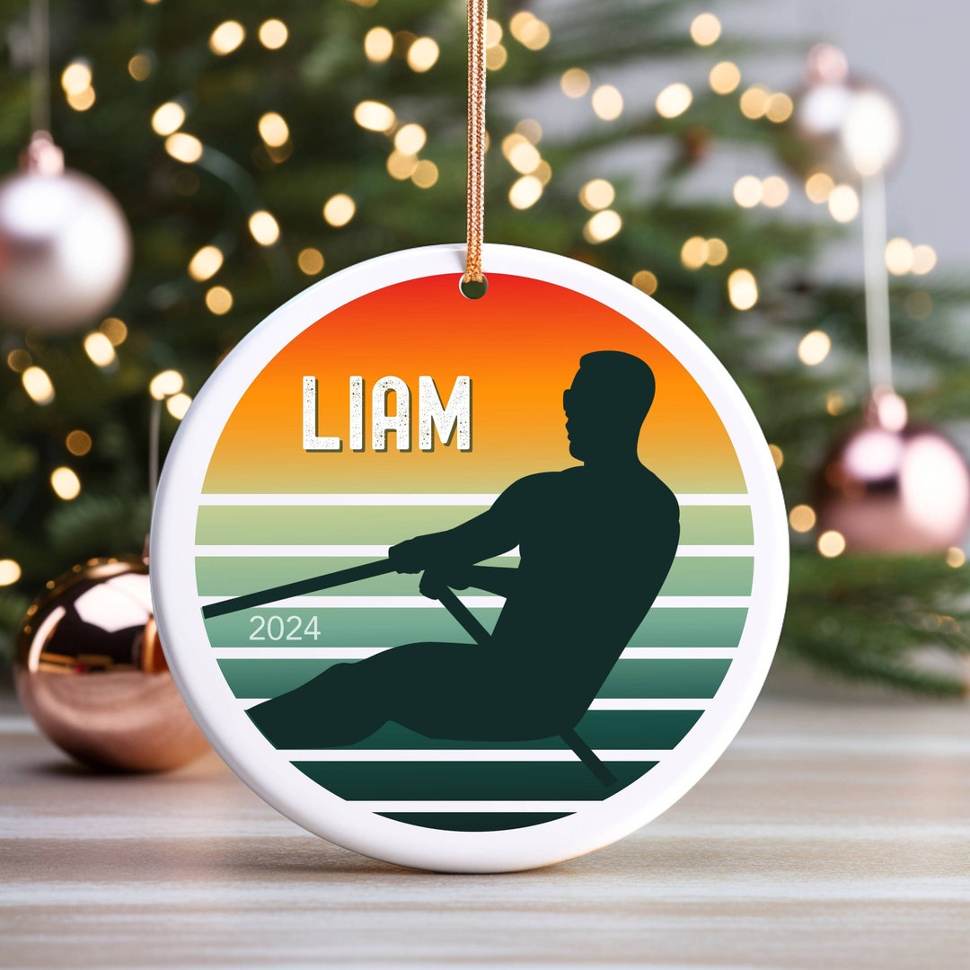Personalized Rowing Christmas Ornament for Men and Boys, Custom