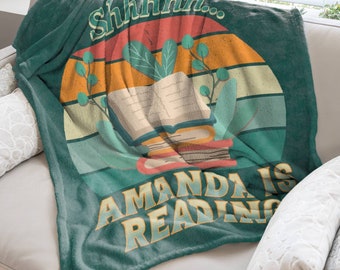 Personalized Reading Blanket Gift for Book Lover, Comfy Custom Blanket for Reading Nook, Cozy Throw Blanket for Couch, Funny Book Blanket