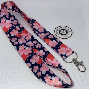Black Blossom Club Lanyard | Car Lanyard | Japanese Lanyard | Navy Blossom Japanese Sun Style