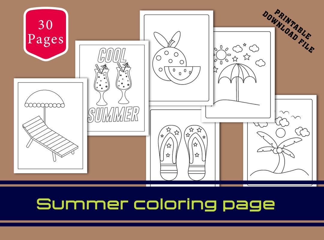 Summer Coloring Pages for Kids - Etsy