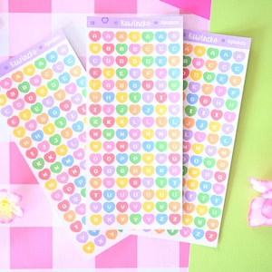 Feuilles d'autocollants alphabet petits coeurs Carnets déco à chargement par le dessus