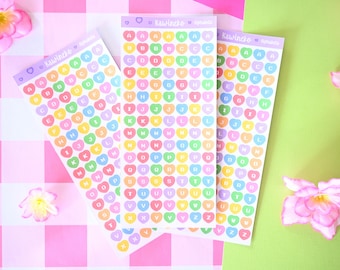 Little heart alphabet sticker sheets deco journals toploaders polas journaling