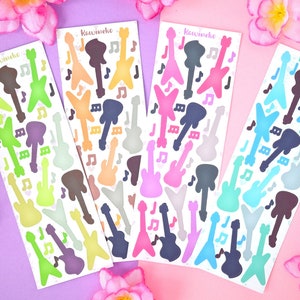 Geef me muziek, gitaren en muzieknoten stickervellen deco polcos toploaders journal