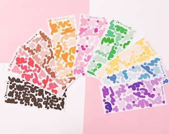 Hojas de pegatinas de confeti de colores, cargadores superiores, diarios, polcos