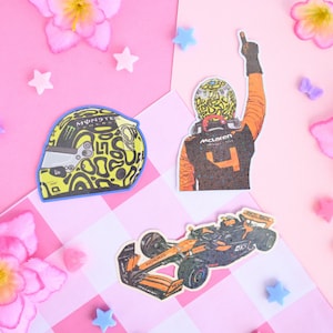 Wasserfest gestanzte Aufkleber Team papaya Deko Sticker Bogen Lando Norris F1 Win