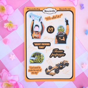 Team Papaya Deko Sticker Bogen Lando Norris F1 Sieg