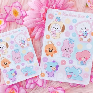 Hojas de pegatinas de dibujos animados de bebés con sus amigos Kpop