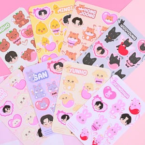 atiny core Hongjoong Yeosang Mingi Wooyoung Jongho stickervellen kpop core dieren