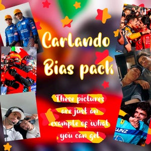 May include: A collage of images featuring a race car driver, a group of people, and a couple. The text "Carlando Bias pack" is written in large, bold letters. The text "These pictures are just an example of what you can get" is written in smaller letters below the title.