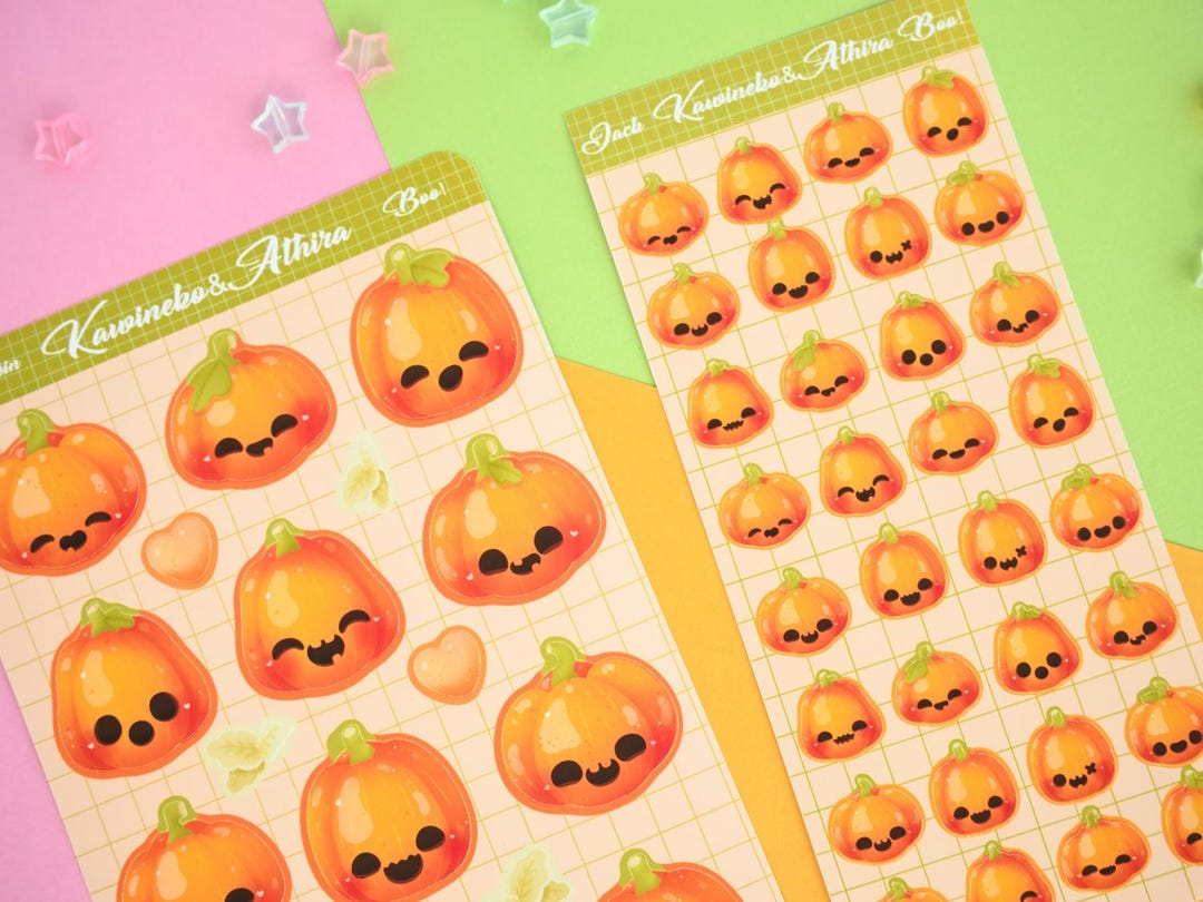 Pumpkitty Cute Spooky Sticker Sheet Halloween Cats and Pumpkins Fall ...